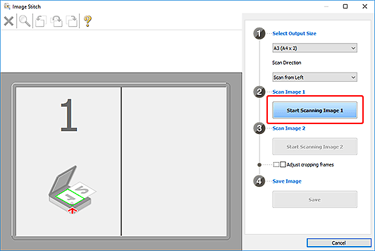 obrázek: Okno Sešití obrázku